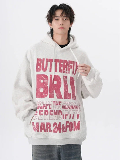 Herren Hoodie mit Letter Print im Hip Hop Stil für den Herbst
