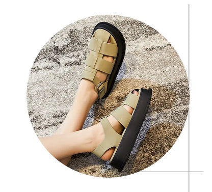 AIYUQI Women's Sandals Closed toe 2025 Summer New Women Roman Sandals Leisure Thick Soled Fashion Woven Women's Shoes Sandals