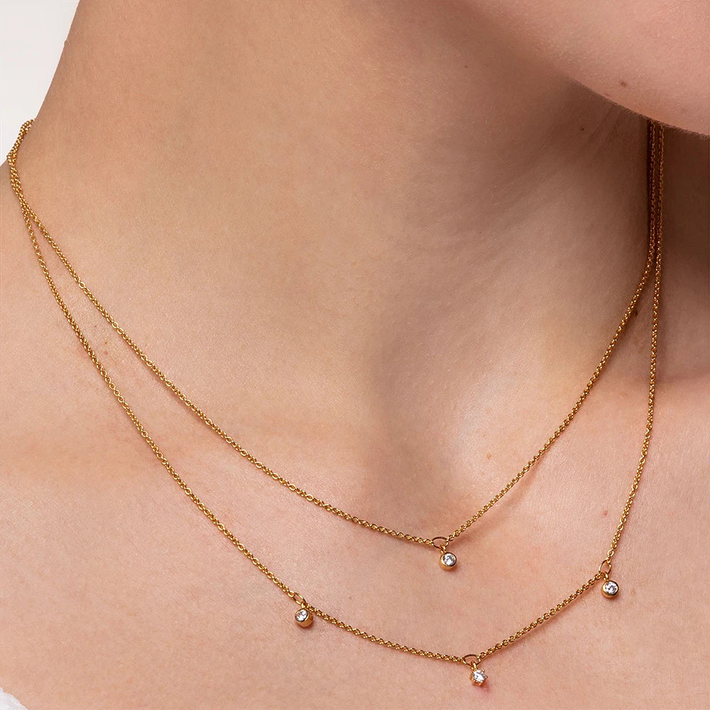 Damen-Halskette Doppelkette minimalistisch Böhmen aus Sterlingsilber