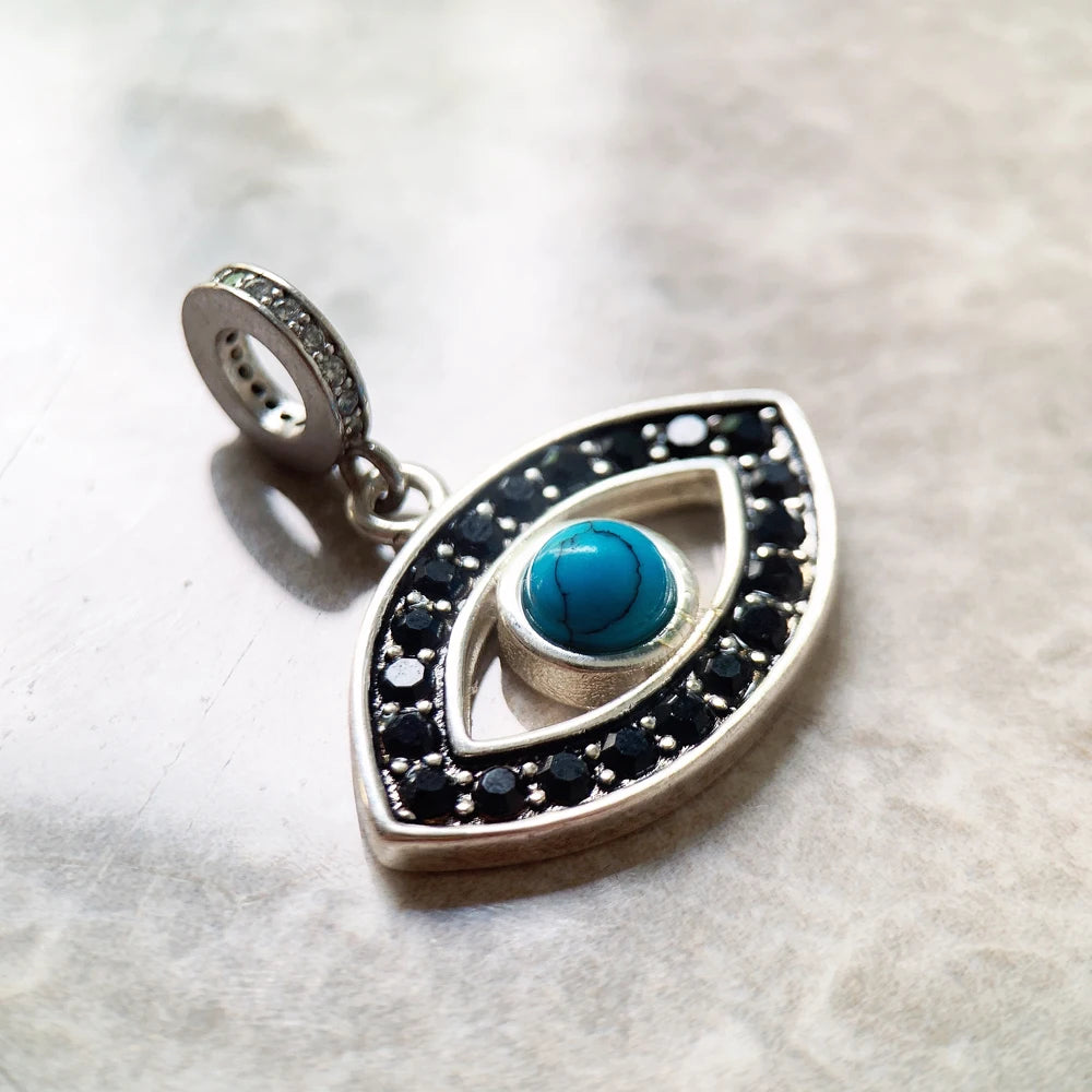 Damen-Charm Türkis Auge Nazar Vintage aus Sterlingsilber