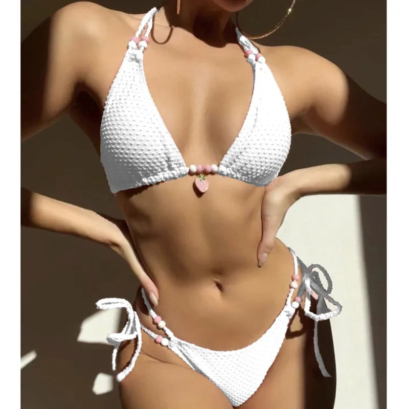 Gelbes Sexy-Bikini-Set mit Push-up für Damen – Brasilianischer Stil für Strand und Pool