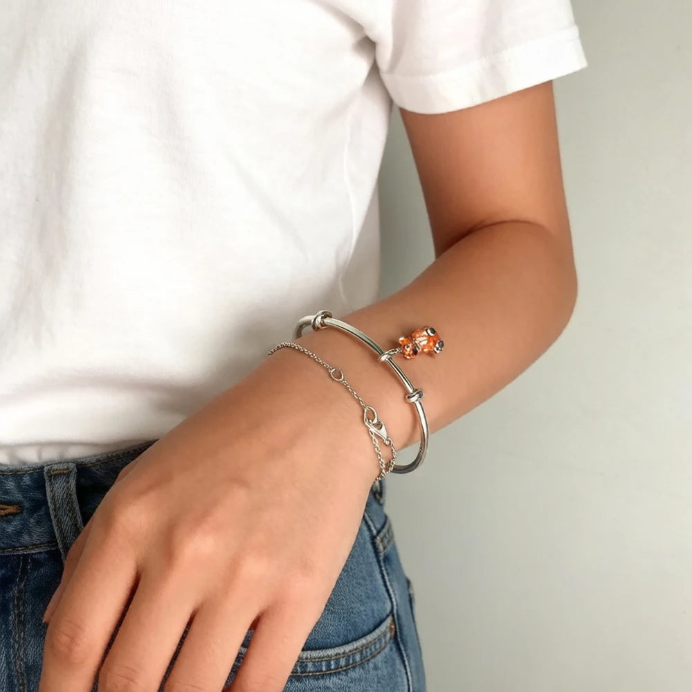 Damen-Armband Perlen Karma Charm-Träger aus Sterlingsilber