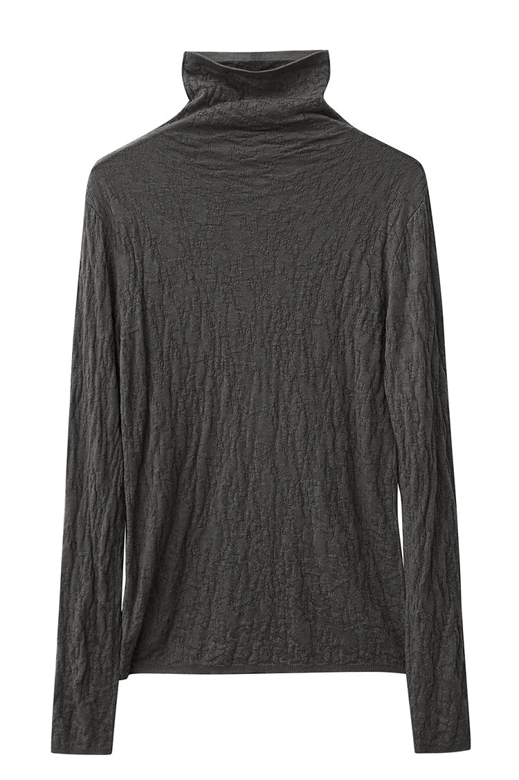 Damen-Rollkragenpullover Wolle-Mix schlank dünn Winter