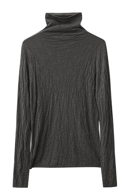 Damen-Rollkragenpullover Wolle-Mix schlank dünn Winter