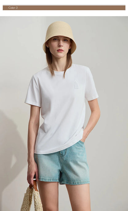 Damen T-Shirt aus Eisprozellan mit Rundhalsausschnitt und antibakteriellen Eigenschaften