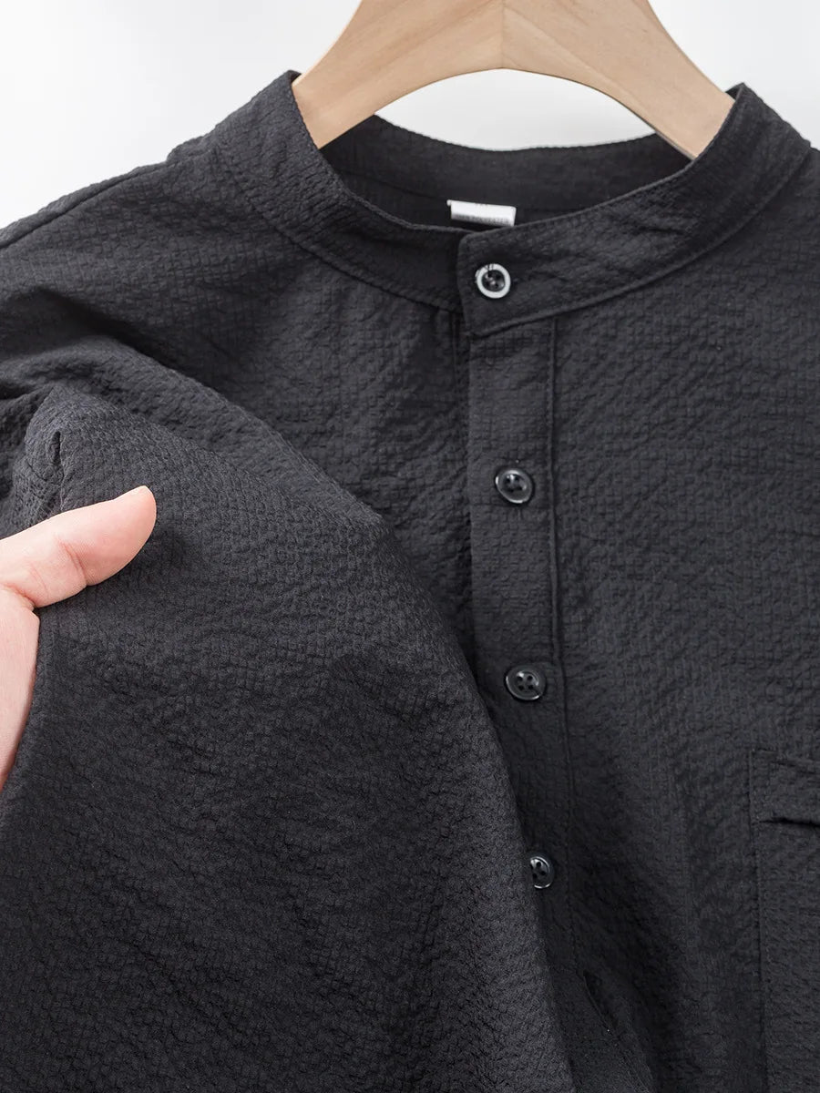 Langarm-Poloshirt für Herren mit Reverskragen – dünnes, vielseitiges Oberteil für Business und Freizeit in Uni-Farben, ideal für den Frühling und Herbst