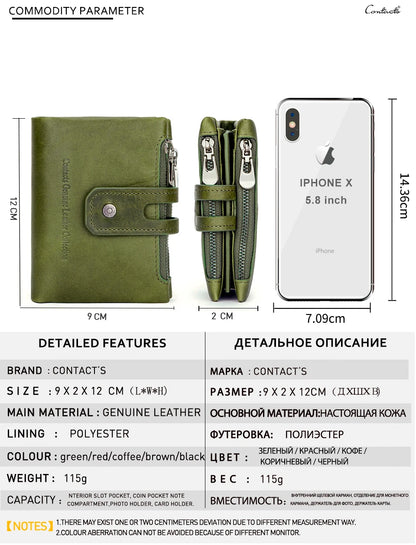 Damen Echtleder Geldbörse Bifold Vintage Kartenhalter Münzfach Geldclip