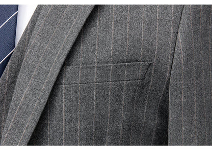 Hochwertiger Herren Anzug 3-teilig: Kariert, Grau, Slim Fit, Business & Hochzeit.