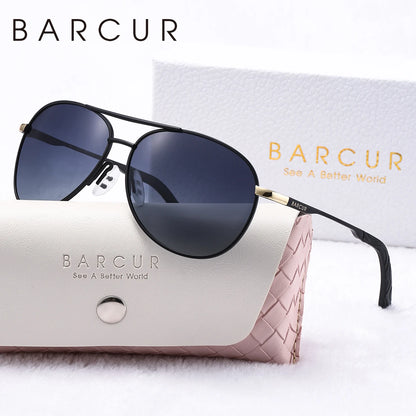 Damen-Sonnenbrille rosa oval Metall Farbverlauf blau polarisiert