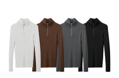 Damen-Strickjacke Stehkragen Reißverschluss Slim Streetwear Winter