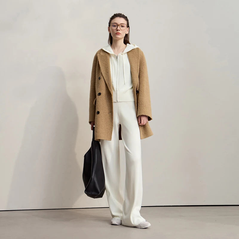 Damen-Strickjacke Kapuze Reißverschluss locker 2-teilig Set Herbst