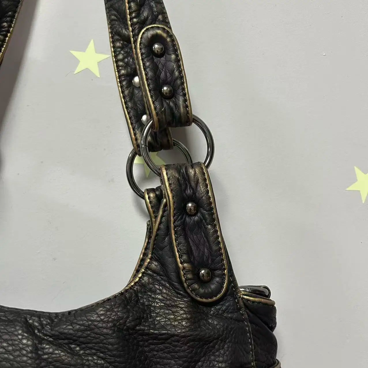 Damen-Schultertasche aus PU Bronze Retro-Stil mit Topgriff und Smartphonefach große Kapazität