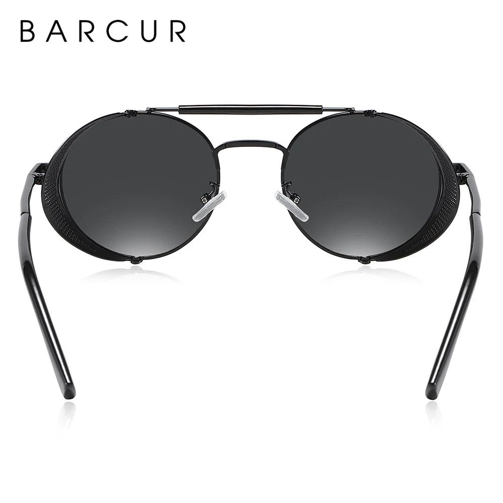 Sonnenbrille Steampunk rund Retro polarisiert Vintage Herren Damen B