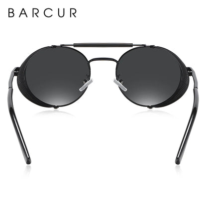 Sonnenbrille Steampunk rund Retro polarisiert Vintage Herren Damen B