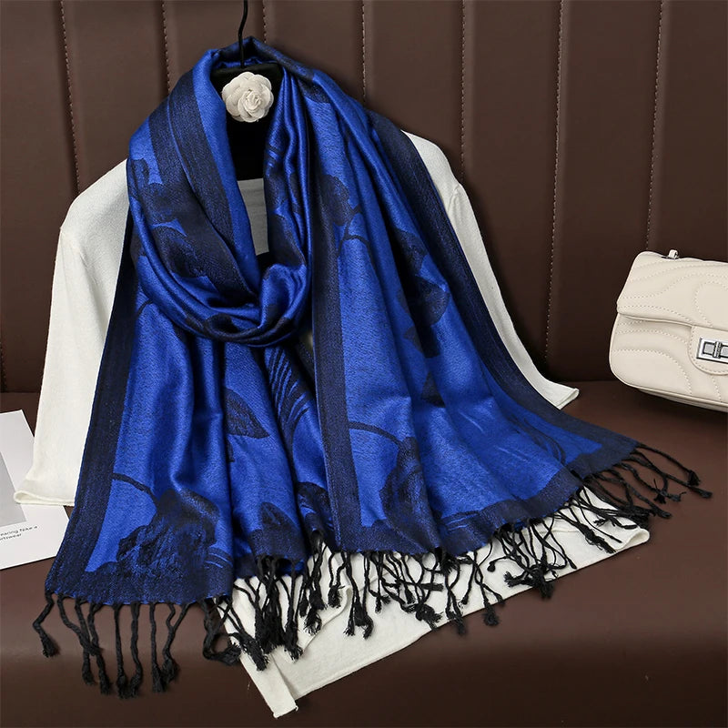 Damen Winterschal Kaschmir Plaid warm Pashmina Bandana Quaste B