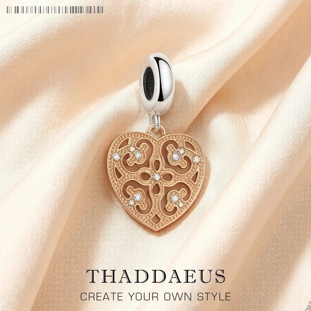 Damen-Charm-Anhänger Ornament Herz ethnisch Liebe aus Sterlingsilber