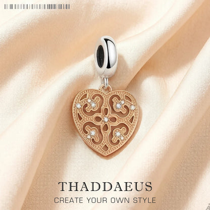 Damen-Charm-Anhänger Ornament Herz ethnisch Liebe aus Sterlingsilber