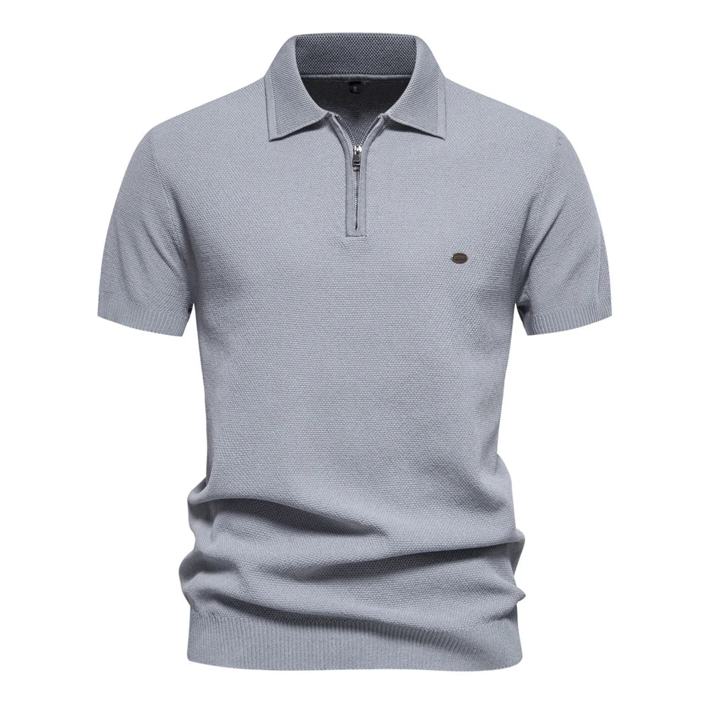 Premium Geripptes Herrenpoloshirt Leicht Atmungsaktiv
