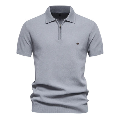 Premium Geripptes Herrenpoloshirt Leicht Atmungsaktiv