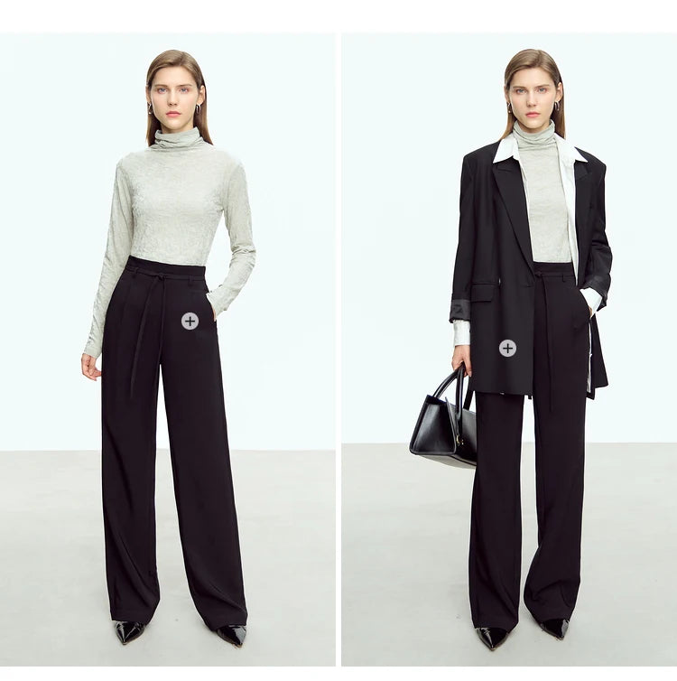 Damen-Rollkragenpullover Wolle Slim einfarbig Büro Winter