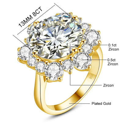 Damen-Ring Moissanit 8ct Rundschliff 13mm Zertifiziert für Verlobung oder Hochzeit
