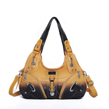 Damen-Schultertasche Mit Tie-Dye Muster Und Top-Handle Tragegriff Für Uni Und Alltag