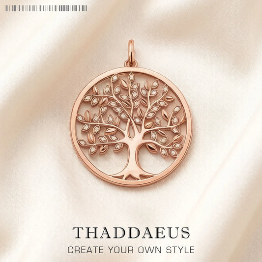Damen-Charm-Anhänger Baum Roségold romantisch II aus Sterlingsilber