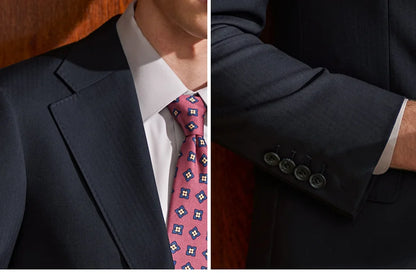 Hochwertiger Herrenanzug aus 50% Wolle: Slim Fit, Tiefblau, Business & Hochzeit, Größe 58-6XL