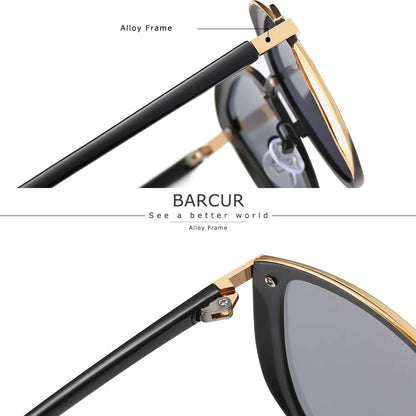 Damen-Sonnenbrille rund Katze Farbverlauf polarisiert UV400 B