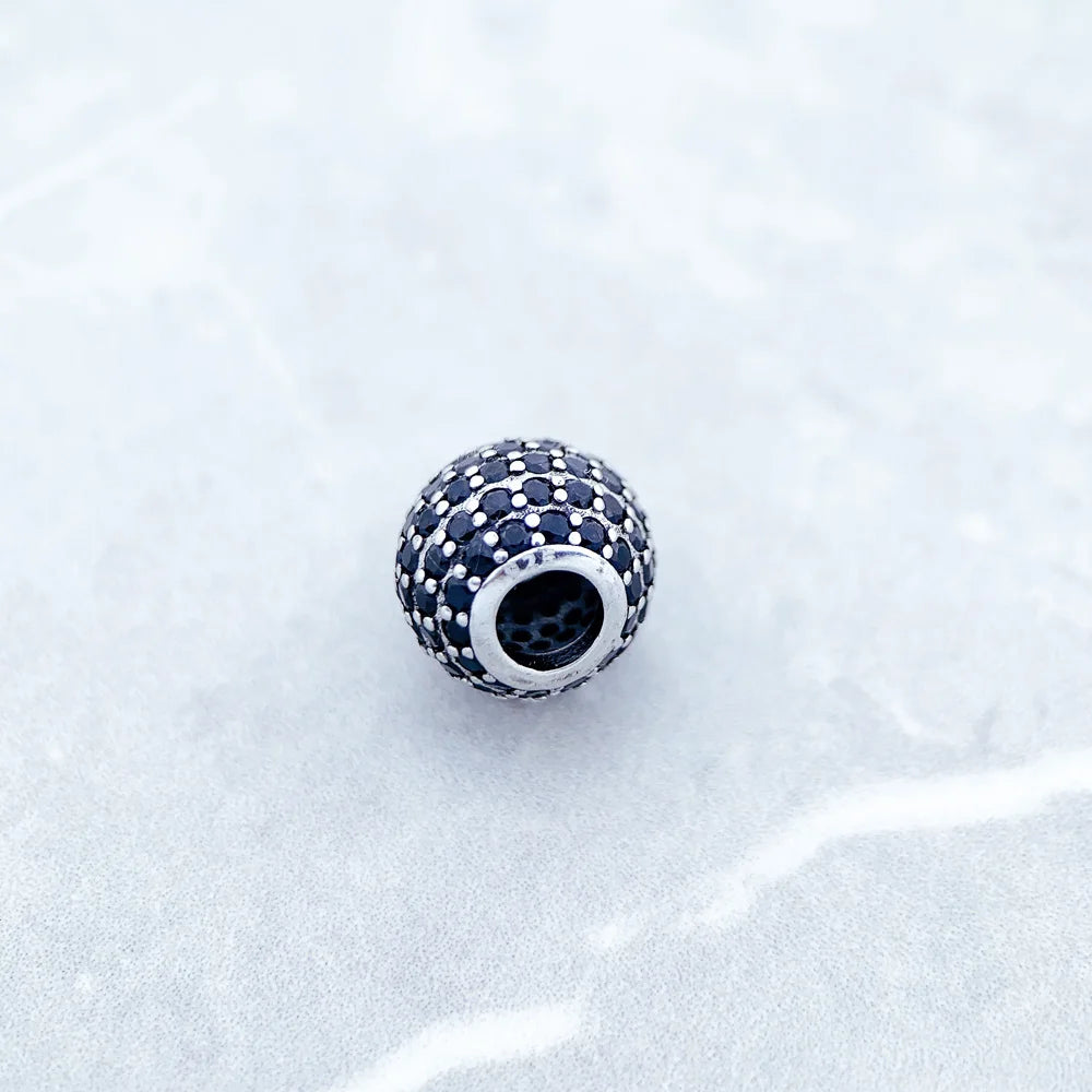 Damen-Charm-Anhänger Kristall Zirkon Pavé Kugel DIY aus Sterlingsilber