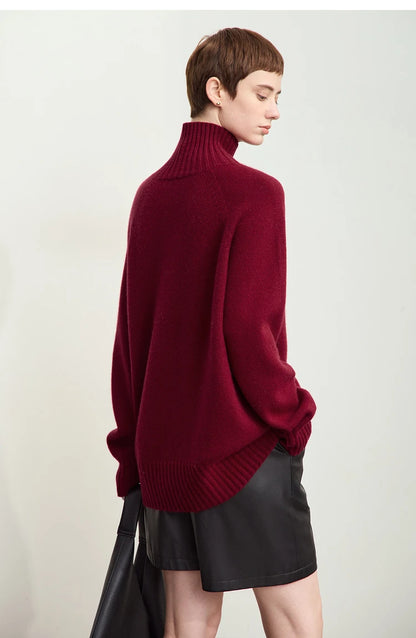 Damen-Rollkragenpullover 100 % Wolle nahtlos antibakteriell Winter