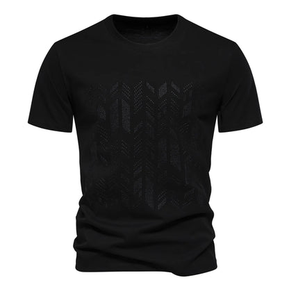 Herren T-Shirt aus Baumwollmischung mit hochwertiger Stickerei und Kurzarm