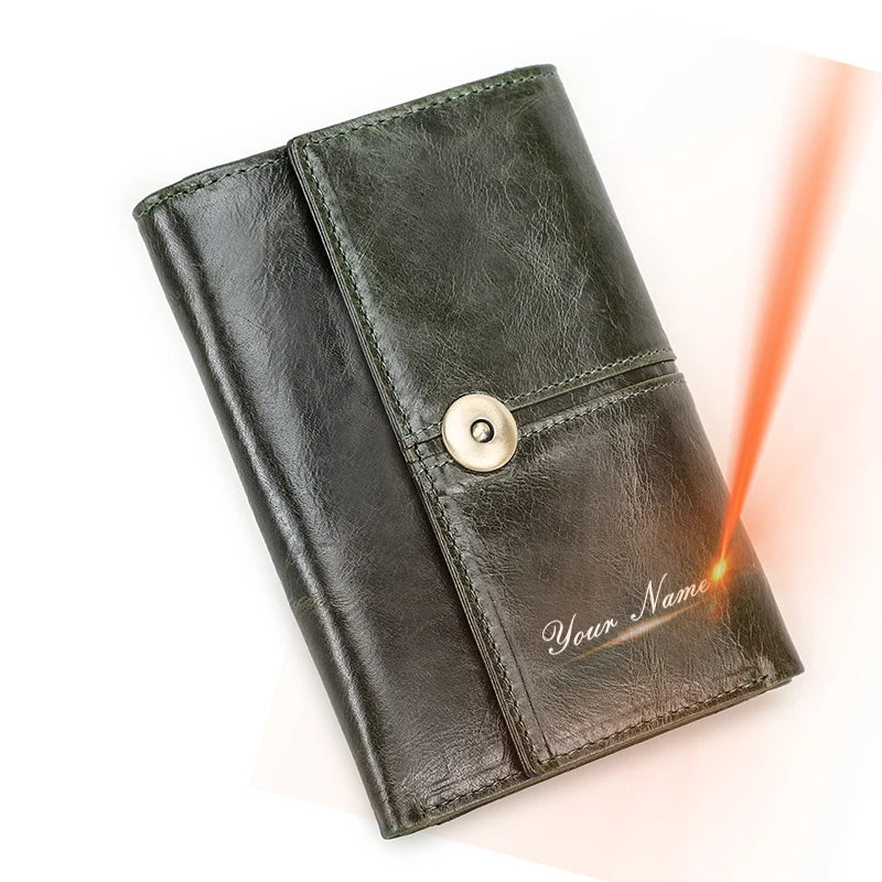 Damen Echtleder Kartenetui Vintage RFID Münzfach dreifach faltbar Kurzgeldbörse