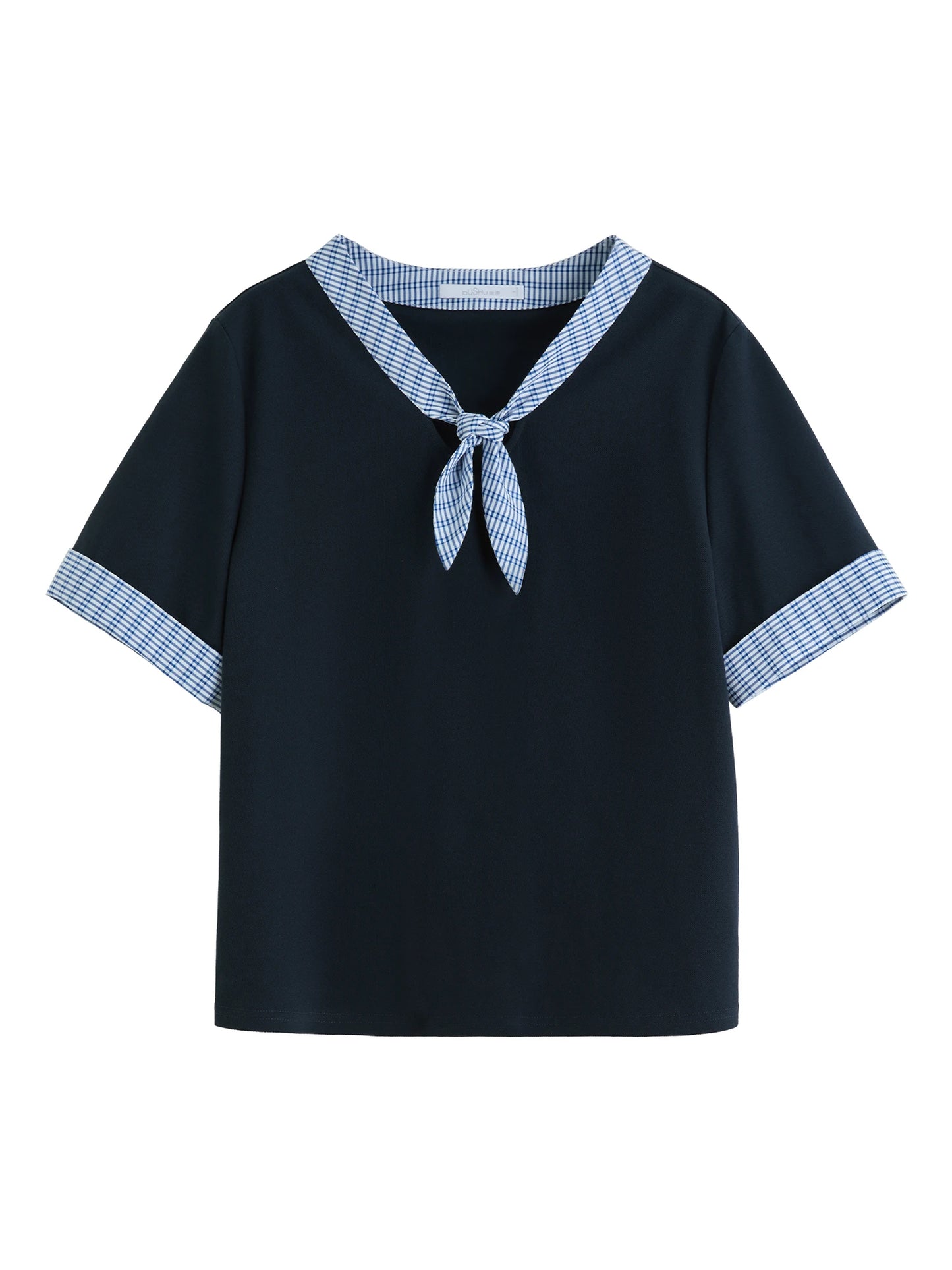 Ärmelloses Damen-Top aus reiner Baumwolle mit Wellenmuster und Perlendetails – atmungsaktiv und elegant in Blau