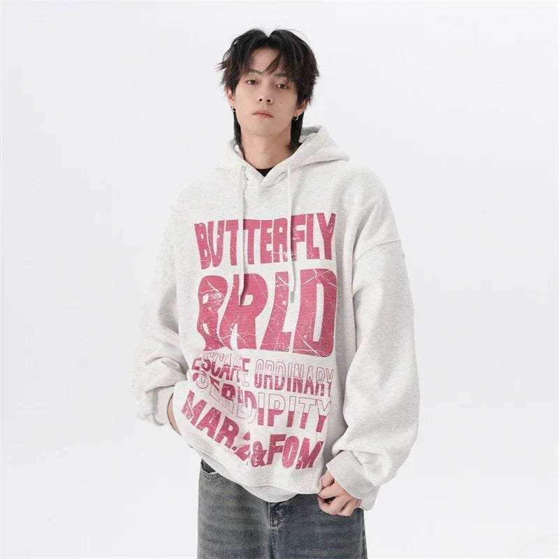 Herren Hoodie mit Letter Print im Hip Hop Stil für den Herbst
