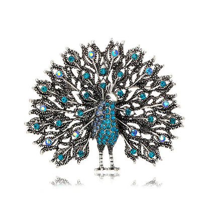 Brosche Pfau Kristall Emaille Tier Anstecknadel Damen