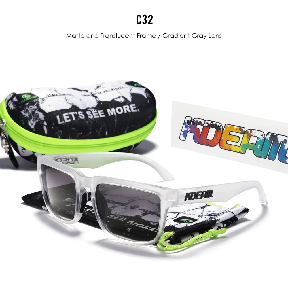 Sonnenbrille quadratisch polarisiert Reißverschlussetui 30 Farben Unisex