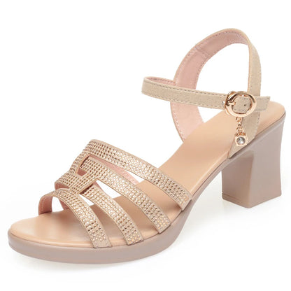 Damen Sandalen Dicker Absatz High Heels Römisch