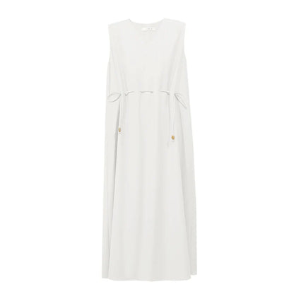 Komfortables Sommer Damen Kleid V-Ausschnitt Kordelzug