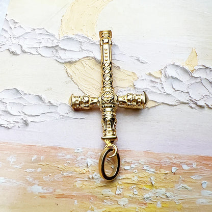 Damen-Charm-Anhänger Totenkopf Kreuz vergoldet Vintage aus Sterlingsilber