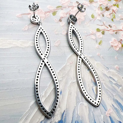 Damen-Tropfenohrringe schwarz Infinity Twist aus Sterlingsilber