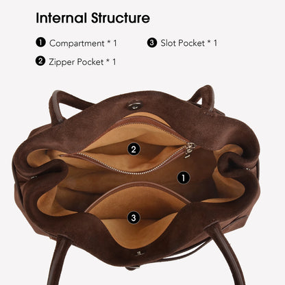 Damen-Schultertasche Aus Natur-Wildleder Mit Langem Henkel | Vielseitig
