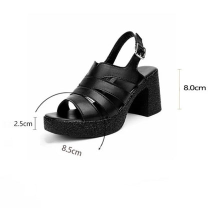 Damen Leder Sandalen Dicke Sohlen High Heels