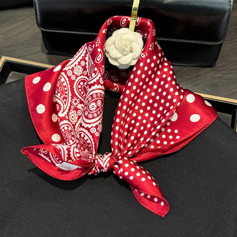 Damen Seidenschal gepunktet quadratisch Kopftuch Hijab Bandana Pashmina B