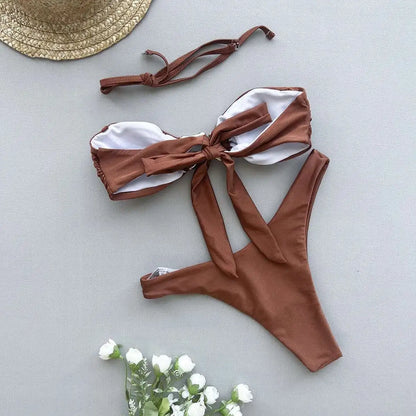 Gestreiftes, sexy Bikini-Set mit Push-up-Effekt – ideal für Strand und Pool