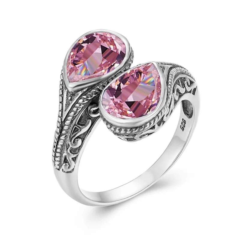 Damen-Ring tropfenförmiger Smaragd in Silber mit goldfarbener Beschichtung Ideal Als Hochzeits- oder Festgeschenk