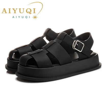 AIYUQI Women's Sandals Closed toe 2025 Summer New Women Roman Sandals Leisure Thick Soled Fashion Woven Women's Shoes Sandals