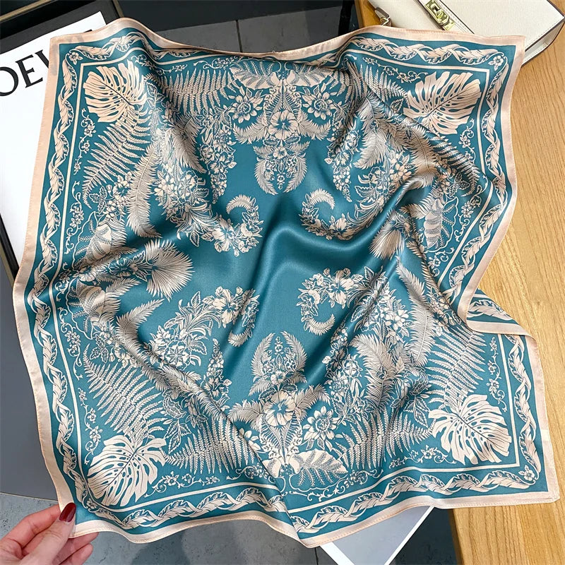Damen Seidenschal quadratisch einfarbig Halstuch Bandana Foulard Frühling Sommer