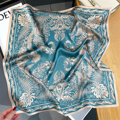 Damen Seidenschal quadratisch einfarbig Halstuch Bandana Foulard Frühling Sommer