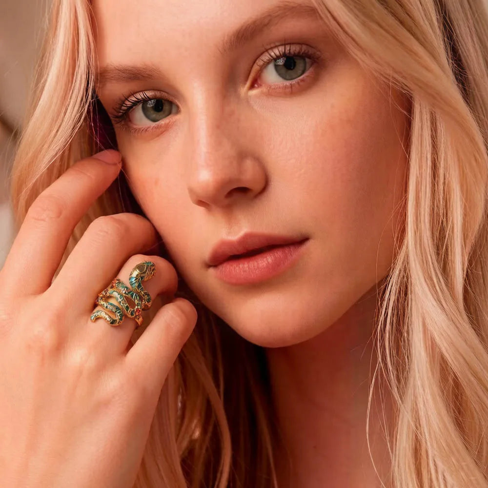 Damen-Ring Schlange Bohemia vergoldet aus Sterlingsilber